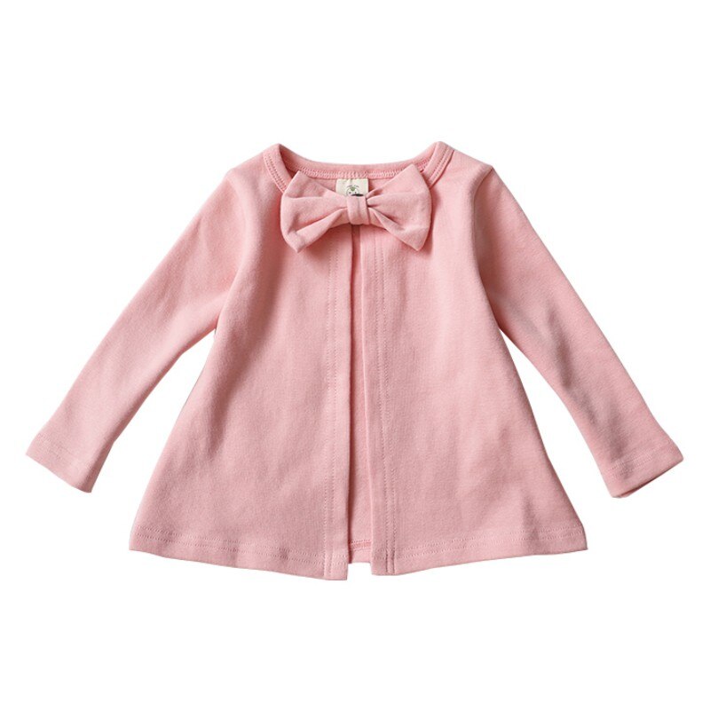 Autumn Knitted Round Neck Button Leisure Cardigan Jacket Coat Cotton Bow Tow Decoration Boys Girls Clothing