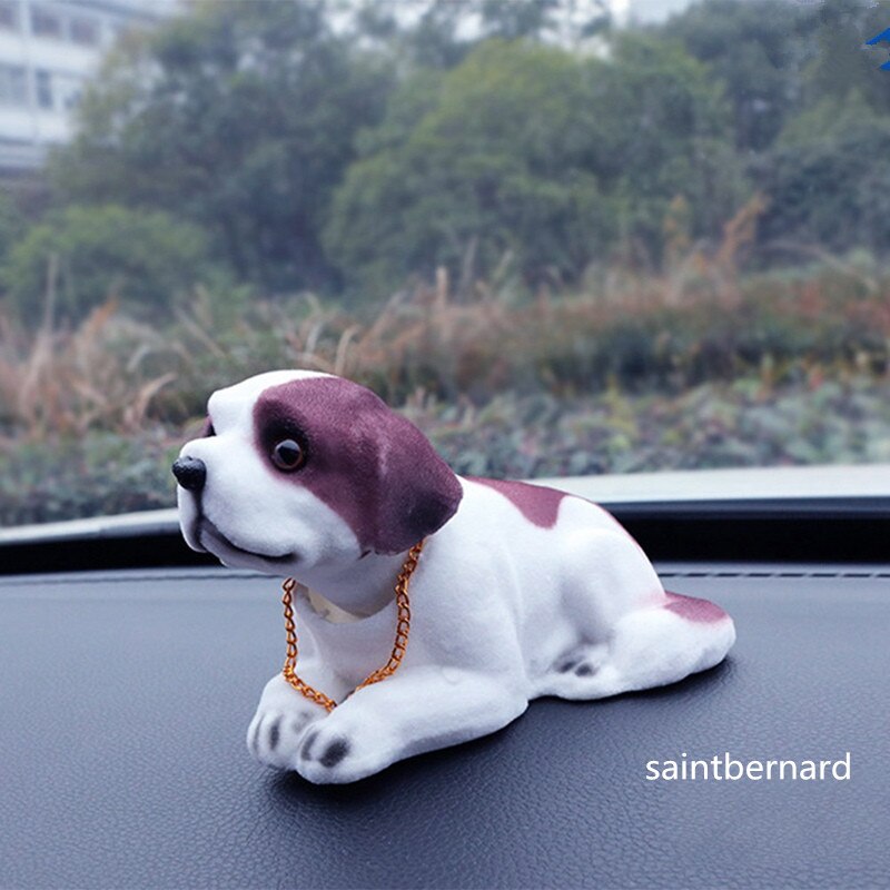 Bobble Head Dog Car Dashboard Doll Auto Shaking Head Toy Ornaments Nodding Dog Car Interior Furnishings Decoration: saintbernard