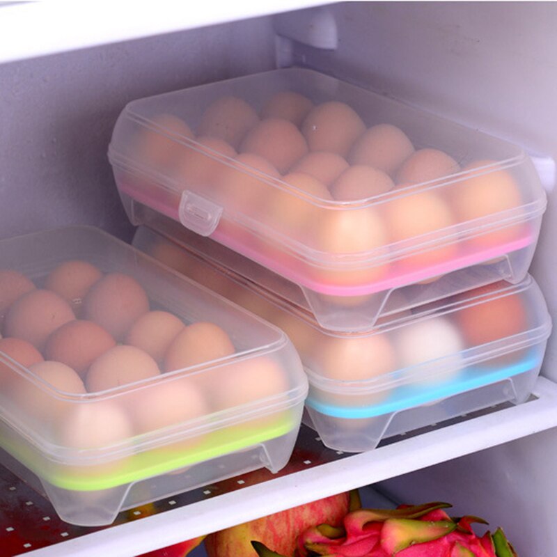 Japansk stil 15 æg anti-kollisions opbevaringsboks køleskab opbevaring crisper bærbar æggebakke