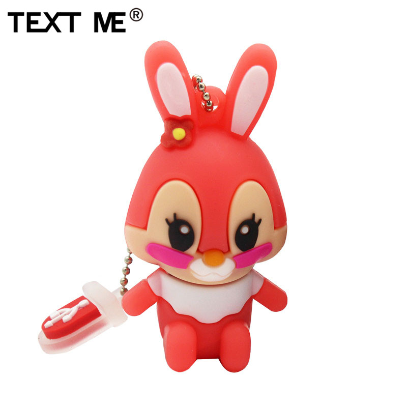 TEXT ME 64GB usb flash drive usb 2.0 4GB 8GB 16GB 32GB pendrive cute gray pink model rabbit