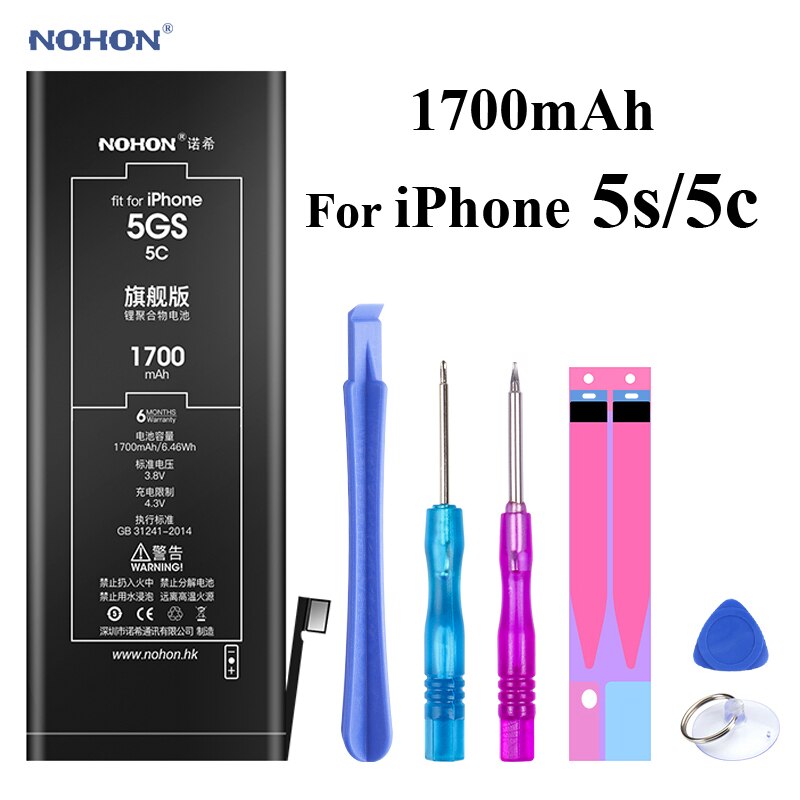 Nohon Battery For Apple iPhone 7 8 Plus 5s 5c X Xr Xs Max 7Plus 7P 8P iPhone7 1560-3360mAh Bateria +Tools For iPhone 5s 8 7 Plus