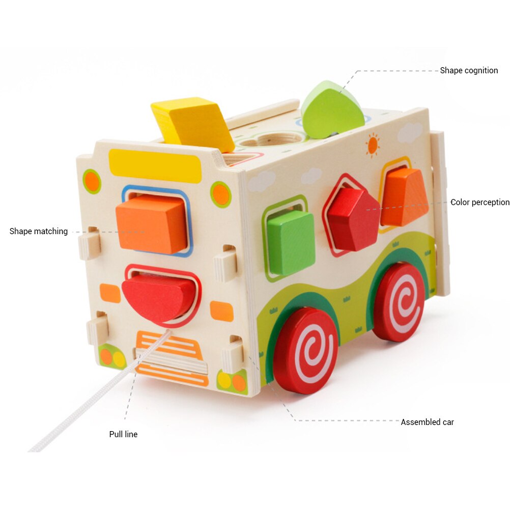 Holz bilden Sorter Spielzeug Holz bilden Sorter Mit Tangram 3D drücken Lkw Block Bus Pädagogisches Spielzeug Für freundlicher