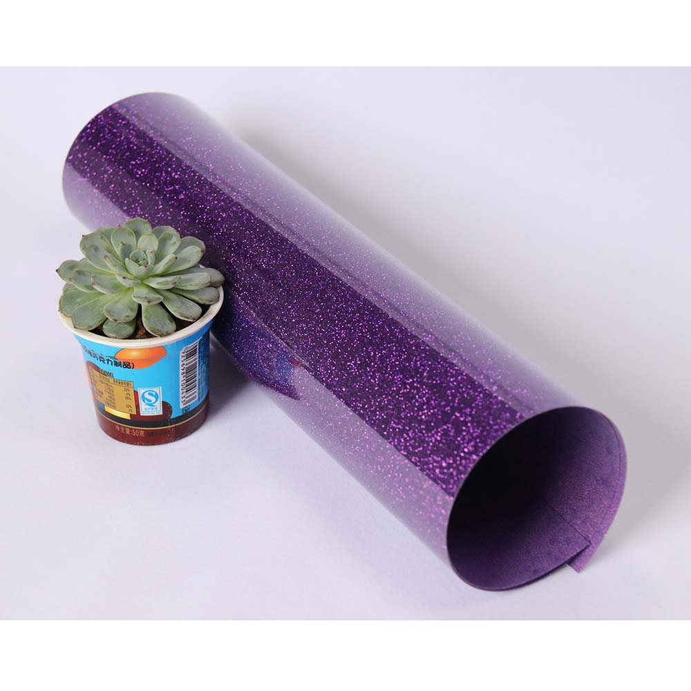 A4 Sample 21cm x 30cm Glitter Warmteoverdracht Vinyl Film voor Kledingstuk ijzer op Textiel Grafische Warmte Pers vinyl Kleur voor kiezen: purple