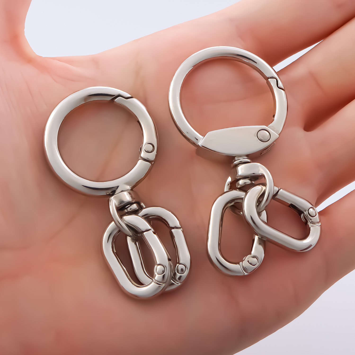 2 PCS Swivel Clasp Clip, Metal Lobster Claw Clasps, Swivel Clasp with Key Rings for Keychain Making, DIY Crafts: Silver