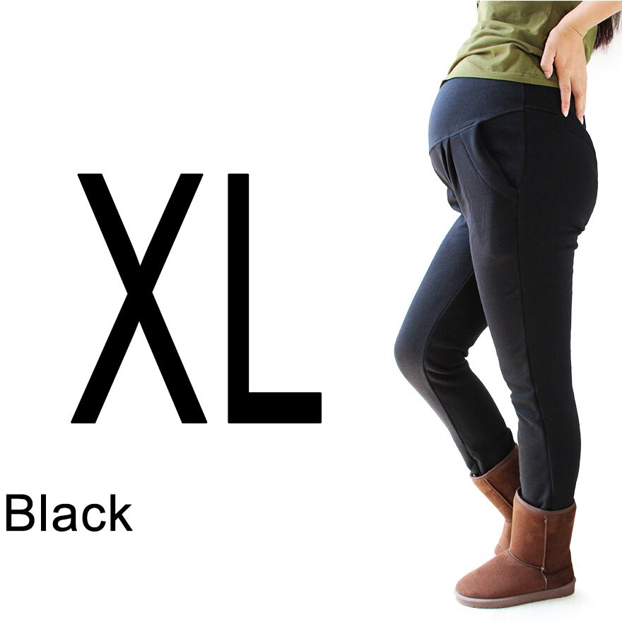 Big Size Winter Maternity Velvet Leggings XL XXL 3XL 4XL Adjustable High Elastic Legging Pants For Pregnant Women Warm Clothes: Black XL