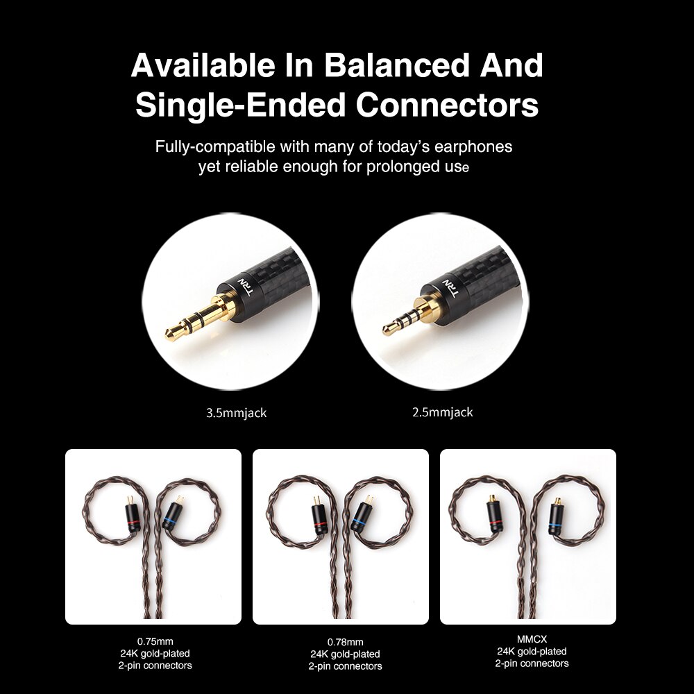 TRN T4 8 Core OCC Single Crystal Copper /3.5MM With MMCX/2PIN Connector Upgraded Earphones Cable For TRN V90 V80 V10 BA5 ST1