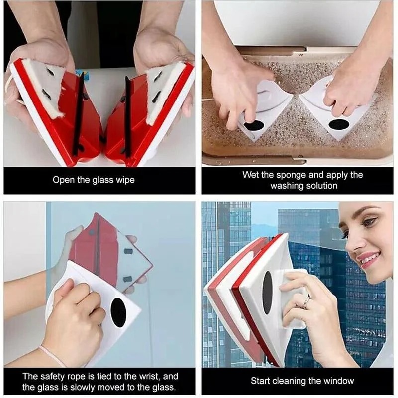 Spazzola magnetica per pulire le finestre per lavare le finestre Magnete domestico Tergicristallo per la pulizia Strumento per la pulizia delle finestre in vetro