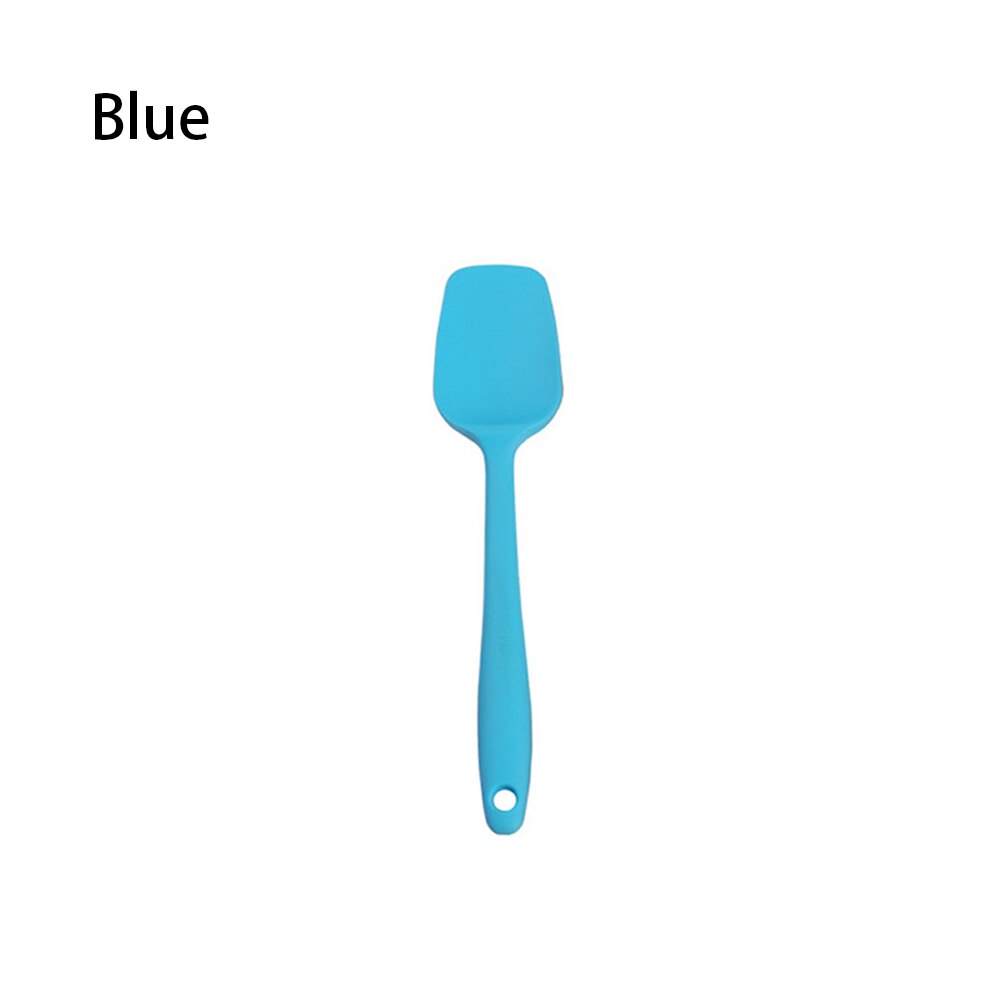 1 unidad de espátula de cuchara de silicio resistente al calor, utensilios de cocina para horno, utensilio, mango, espátula, agitador, cuchara de mezcla, utensilios de cocina: Azul