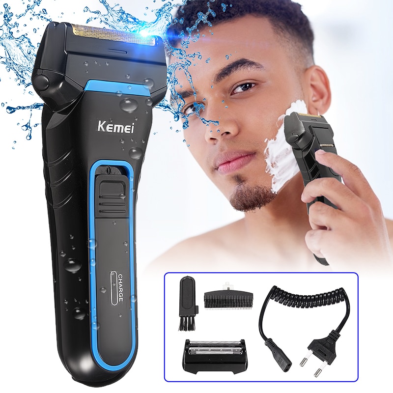 Men Electric Razor Shaver 2 Blades Cordless Dual Foil Shaver Rechargeable Beard Razor Trimmer Portable Cutter Shaving Machine