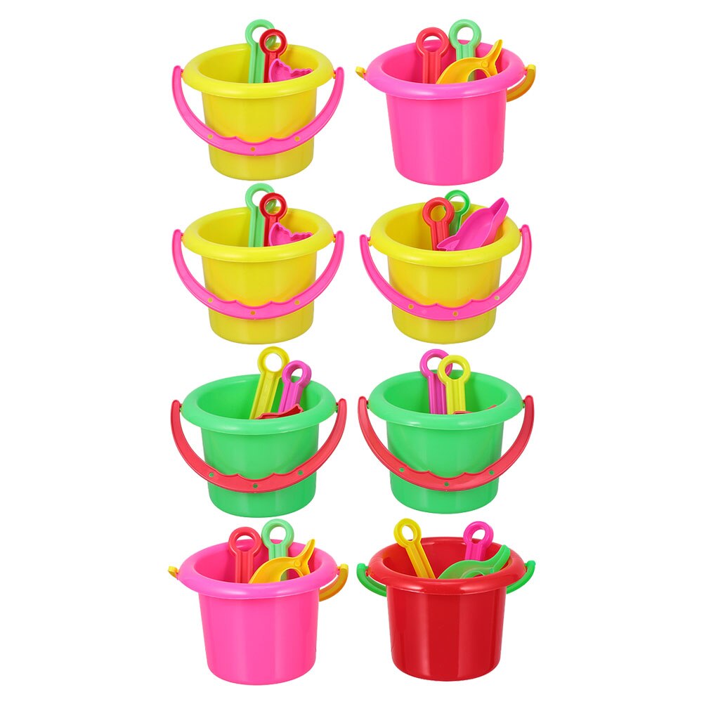 8 Sets Funny Beach Child Sand Dredging Tool Cartoon Beach Bucket Plaything: Default Title