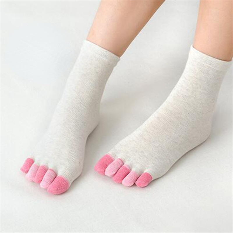 japonaise femmes drôle Kawaii orteil chaussettes Lolita cinq doigts dame fille bonbons couleurs mignon dormir chaussette pour les femmes