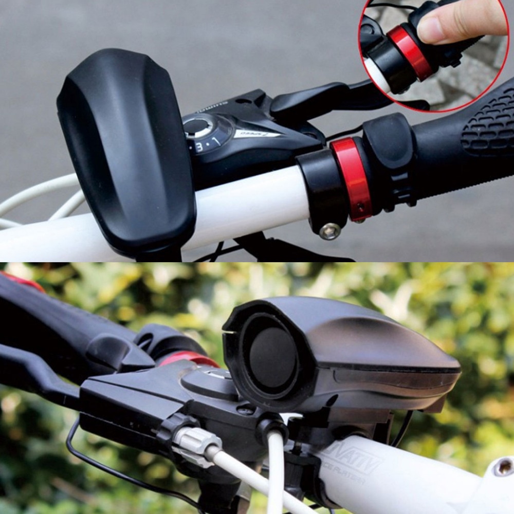 Fietsbel met hoog decibel, fietsstuurbel, elektrische claxon, sirene, alarm, fietsveiligheid, zwart