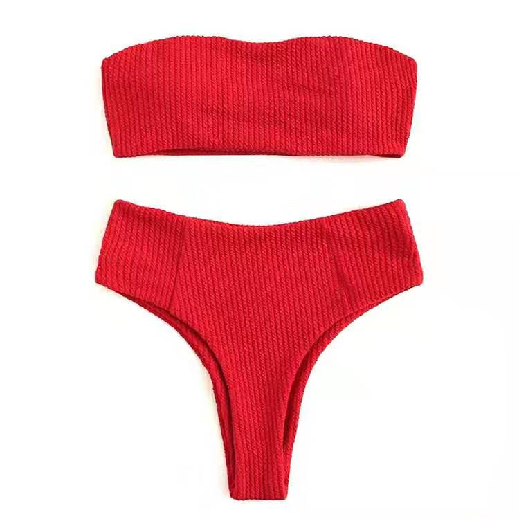 Vrouwen Strapless Bikini Sexy Bandeau Bikini Set Twee Stuk Badpak Off Schouder Badpak Met Gevoerde Vrouwelijke Strand Bikini