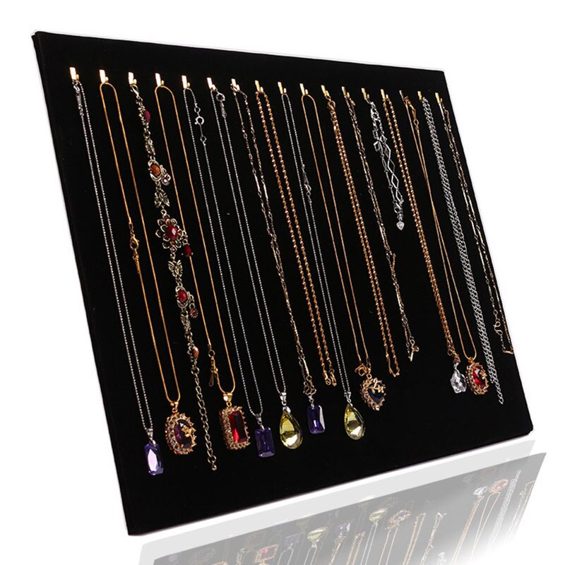 17 Hooks Jewelry Organizer Display Stand Necklace Dangling Pendant Chain Rack Joyeros Organizador De Joyas: Black