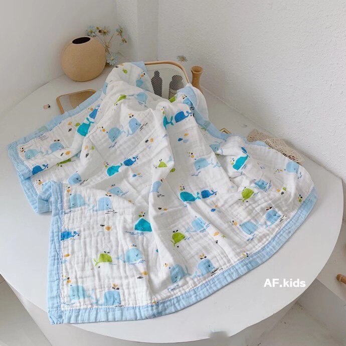 110*110cm Baby Decke 6 Schichten Super Weiche Baumwolle Musselin Decke Wickeln Atmungsaktive Kleinkind freundlicher freundlicher Baby Decke Blick: Wal