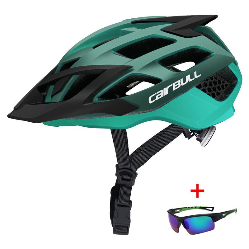DH vtt tout-terrain casque de vélo avec lunettes de soleil sport respirant vélo casque ultra-léger VTT route casque de vélo: Green / M(52-57)