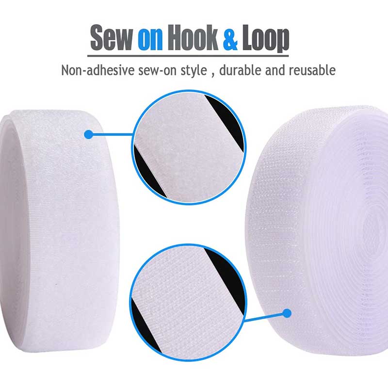 5Meter/Pair Nylon Hook and Loop No Glue Hook Self Adhesive Fastener Tape Sewing-On Strips Magic Tape DIY Sewing Tape Accessories: WHITE / 16mm 5Meter