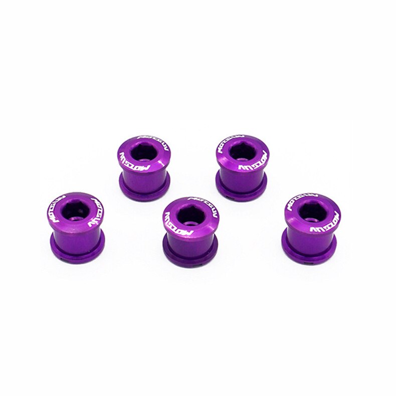 5Pcs Mtb Fiets Kettingwiel Schroeven Fietsen Kettingblad Wielbout Legering 7075 4.9Mm/6.4Mm Racefiets Disc schroeven Voor Crankstel Onderdelen: Purple / 4.9mm