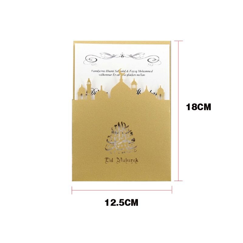 10 Set Cut Church Eid Mubarak Wedding Party Invitation Cards Inner Envelope Ramadan Muslim Greeting Card