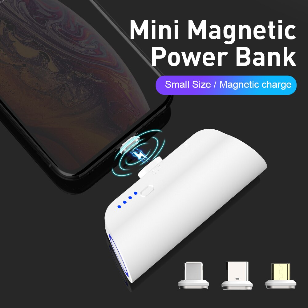 Magnetic suction Power bank external battery for phone powerbank, external accumulator quick charge usb type-C 3000mAh