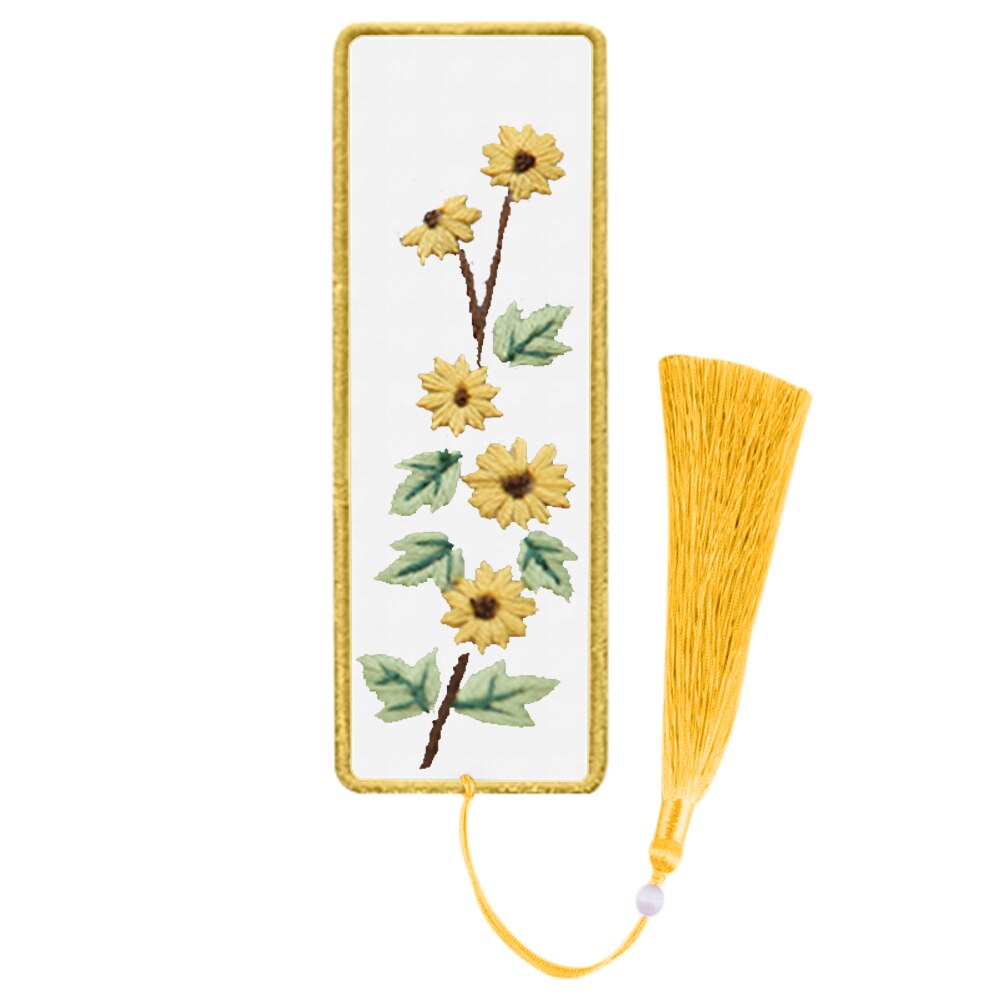 DIY Chinese Style Embroidery Bookmarks Rectangle Embroidery Material Kit Bookmark Flowers Cross Stitch Needlework Craft: E