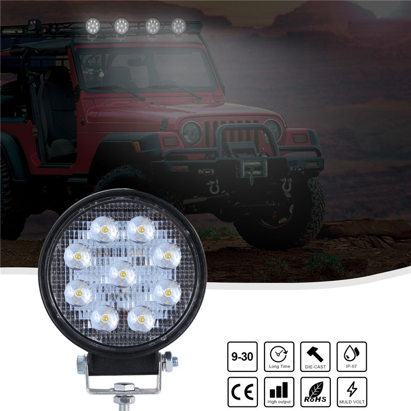 4 Inch Round Super Slim Spotlight Led Work Light Driving Fog Lights Bar 6000K Truck Tractor LED Working Light For Car Auto: 1PCS 90W Round