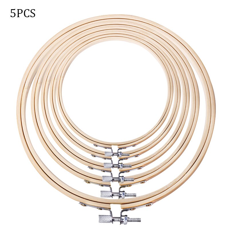 5 sizes Wooden Embroidery shed circle Cross-Stitch Frame Hoop Circle Jewelry Making DIY hand Craft Sewing Needwork Tool 5pcs/lot: 1pcs for each size