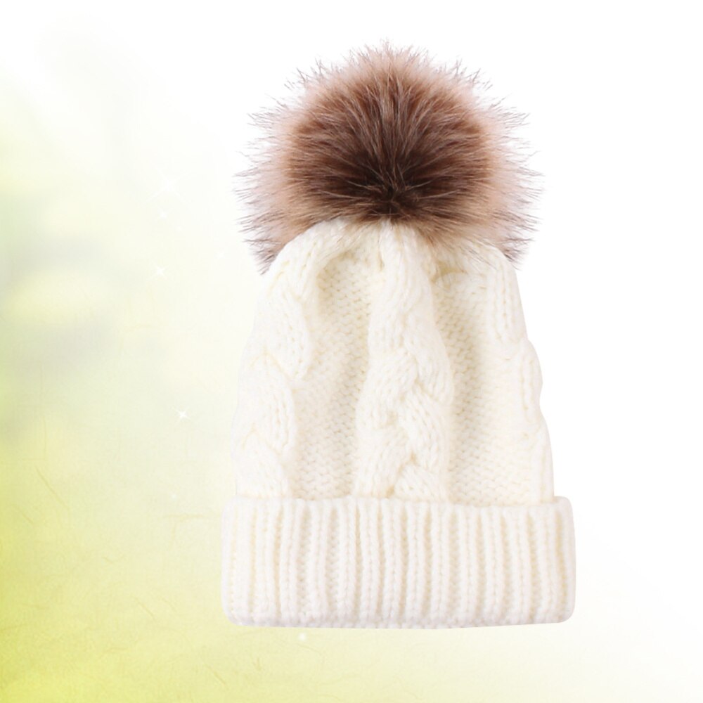 Winter Warm Gebreide Muts Schattige Kinderen Hoed Baby Haak Beanie Cap Acryl Fiber Hat (Zwart): White