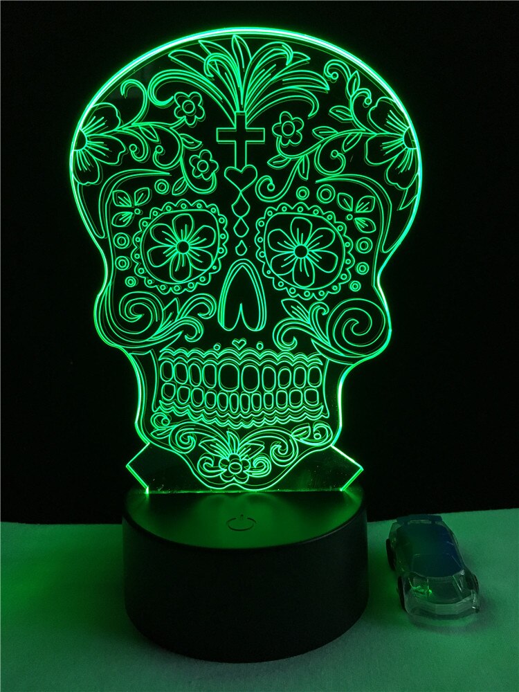 GAOPIN Creatieve Bloem Schedel Vormige 3D Lamplicht LED USB Stemming Nachtlampje Multicolor Touch of Remote Luminaria Veranderen Tafellamp