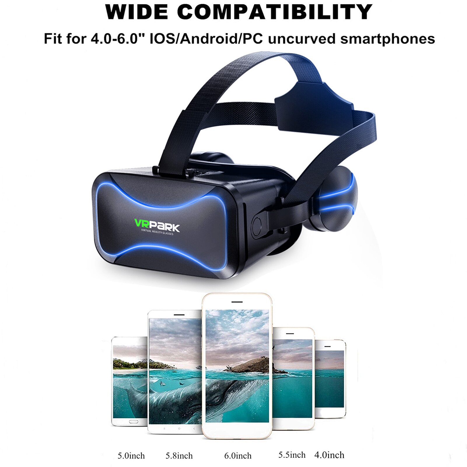 3D VR gafas 3D Realidad Virtual de realidad Virtual apoyo 0-600 miopía lentes binoculares VR gafas para 3,5 a 6 pulgadas de dispositivos Smartphone