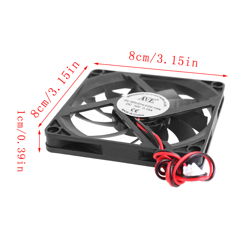12V 2-Pin 80x80x10mm PC Computer CPU System Heatsink Brushless Cooling Fan 8010
