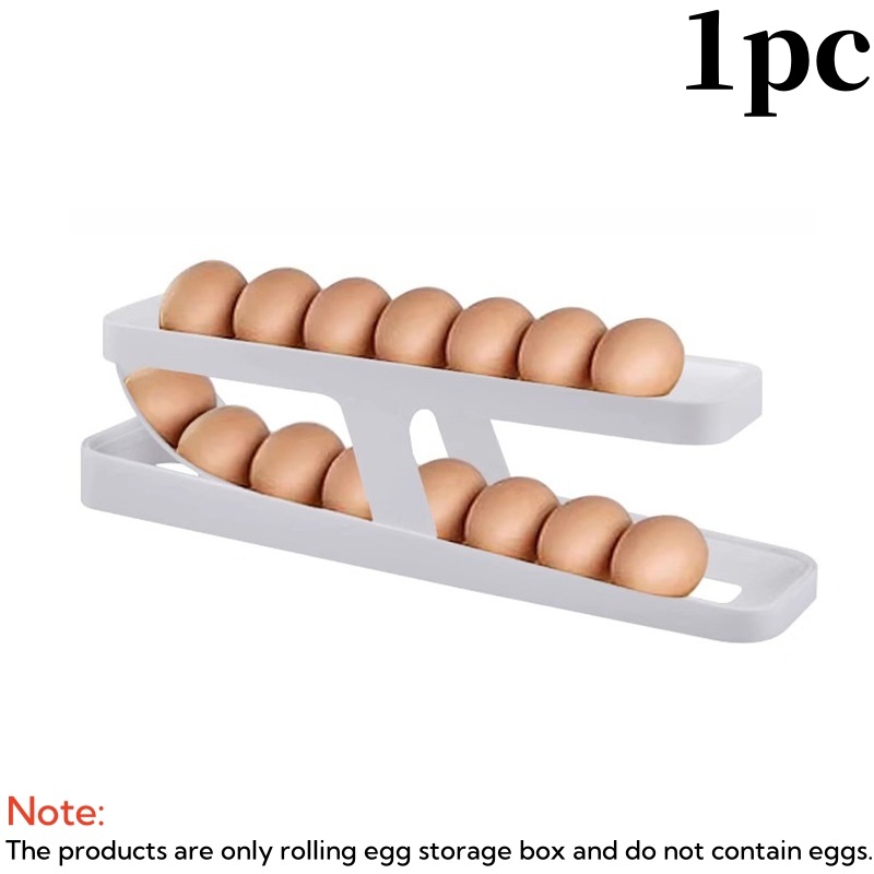 1/2/3Pcs Automatic Rolling Egg Holder Double-layer Fridge Egg Dispenser Refrigerator Kitchen Food Space-Saving Storage Organizer: WHITE