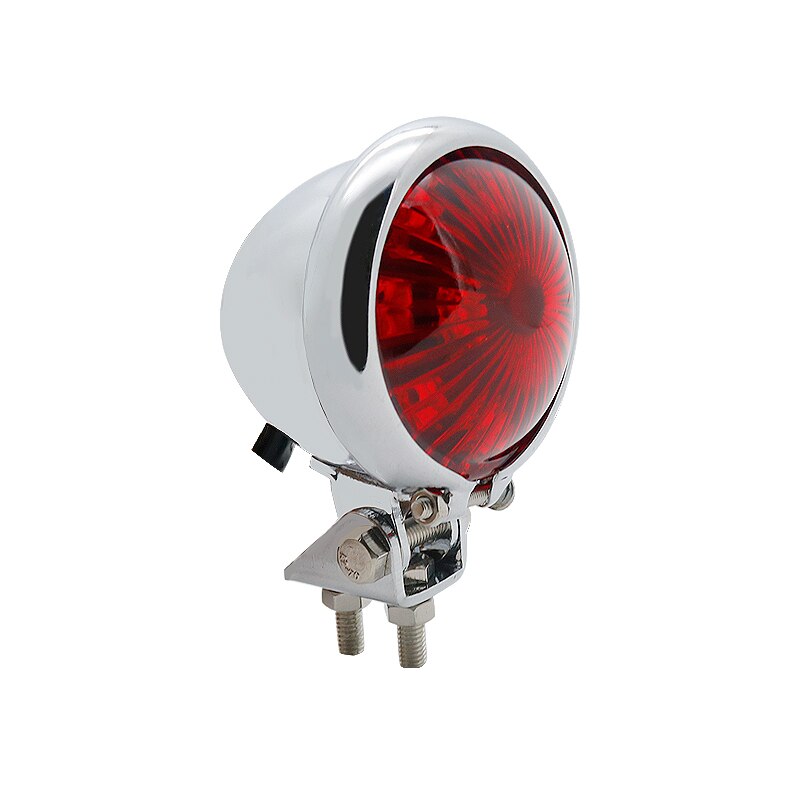 Led motorcykel justerbar cafe racer stil stop baglygte motorcykel bremse baglygte baglygte til choppe  xl 883 1200 vt750 vf75: Rød sølvbetræk