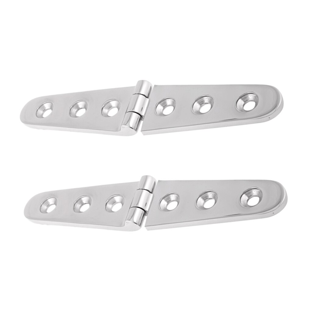 2 Pieces Marine Grade Heavy Duty Stainless Steel Strap Hinge 6'' x1'' Thickness 4mm, Silver