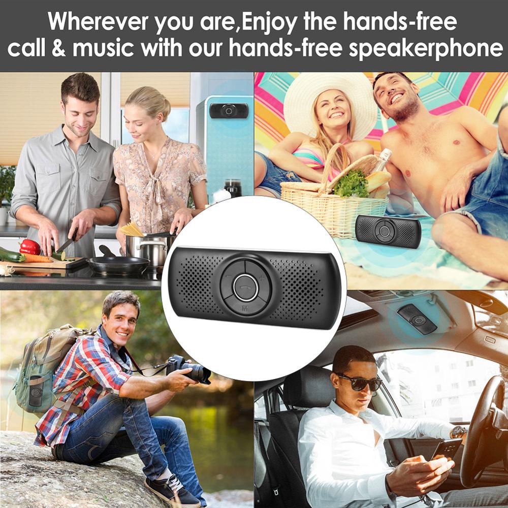 Juego de Kit inalámbrico con Bluetooth para coche manos libres, altavoz con visera multipunto para teléfonos inteligentes