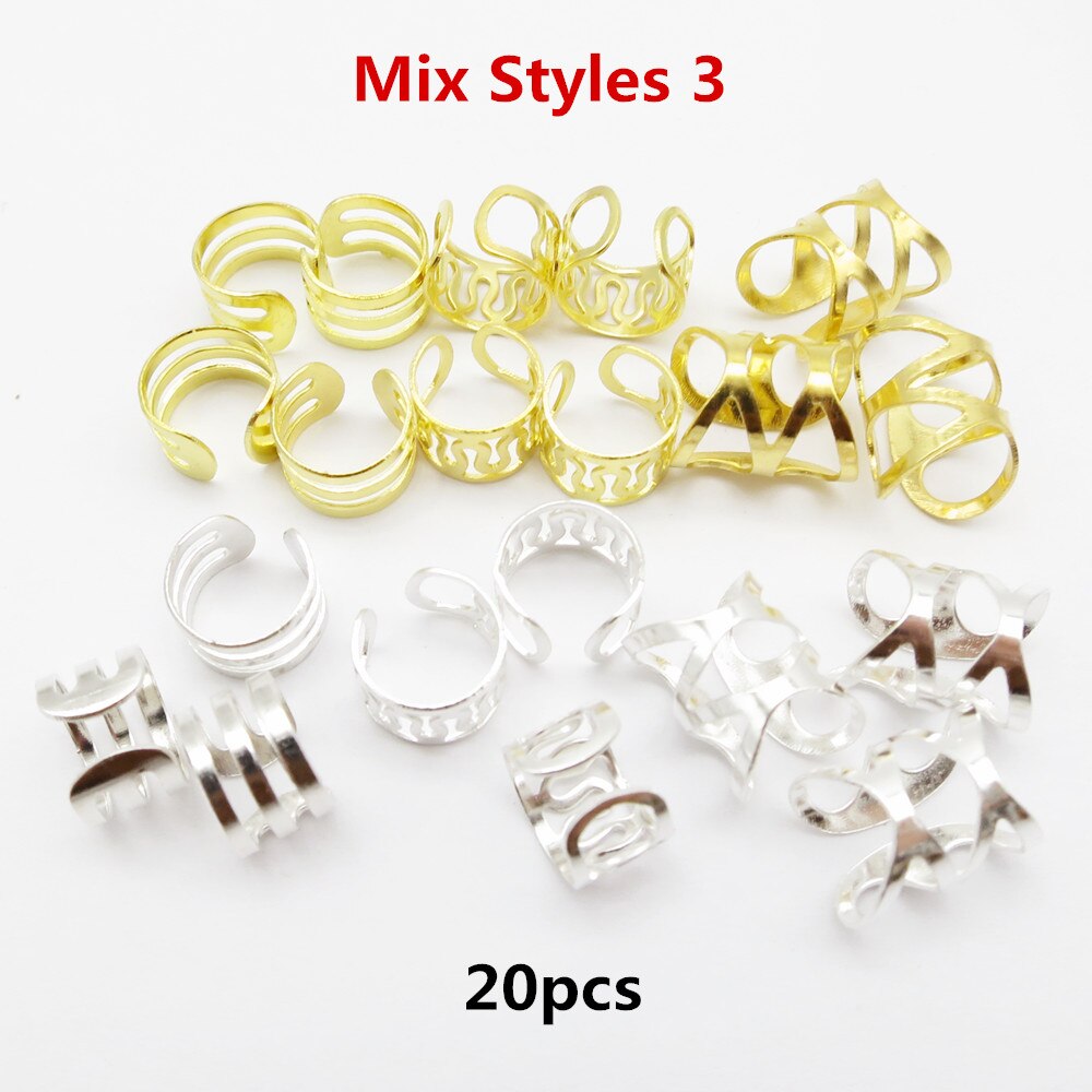 10 stk /20 stk justerbar viking hår Grue seg fletter dreadlock skjegg perler mansjetter klips til hår kvinner menn tilbehør