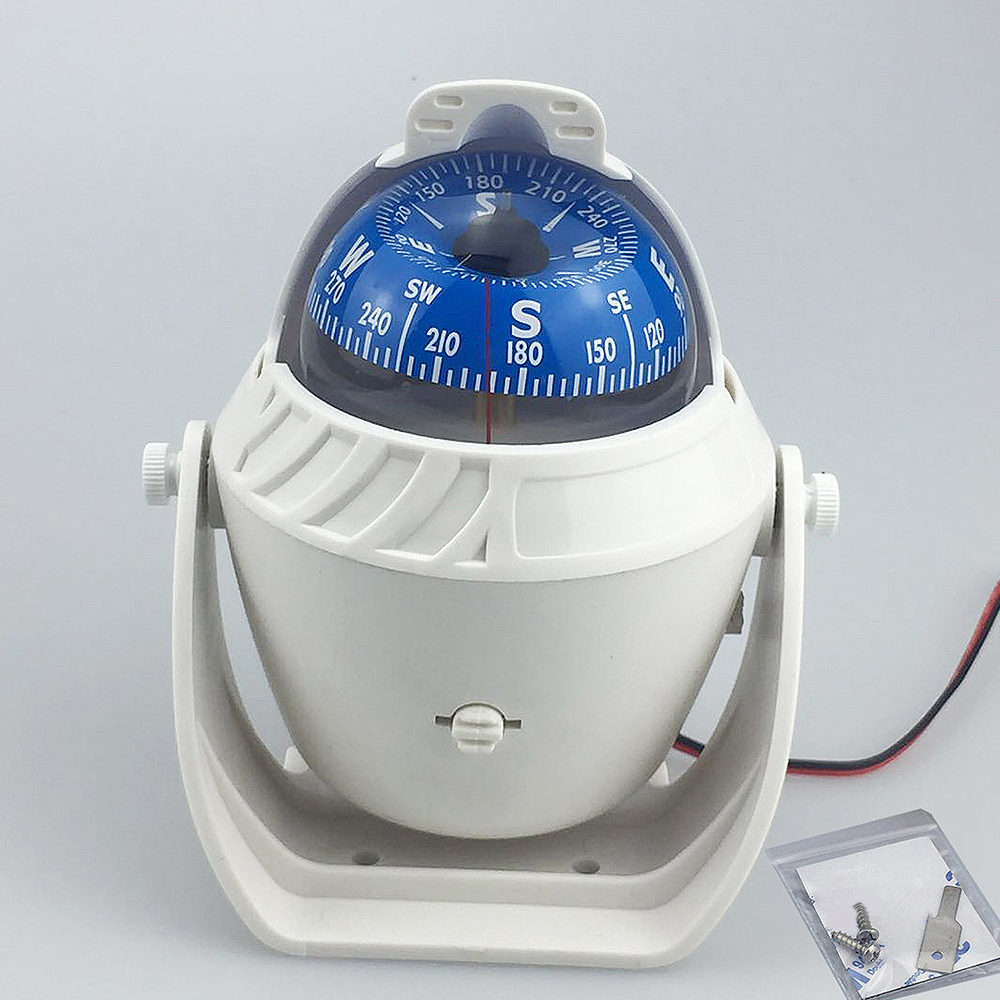 Marine Electronic Boat Ship Car Compass Navigation Positio With LED Light Maritime Navigation White Portable Compass