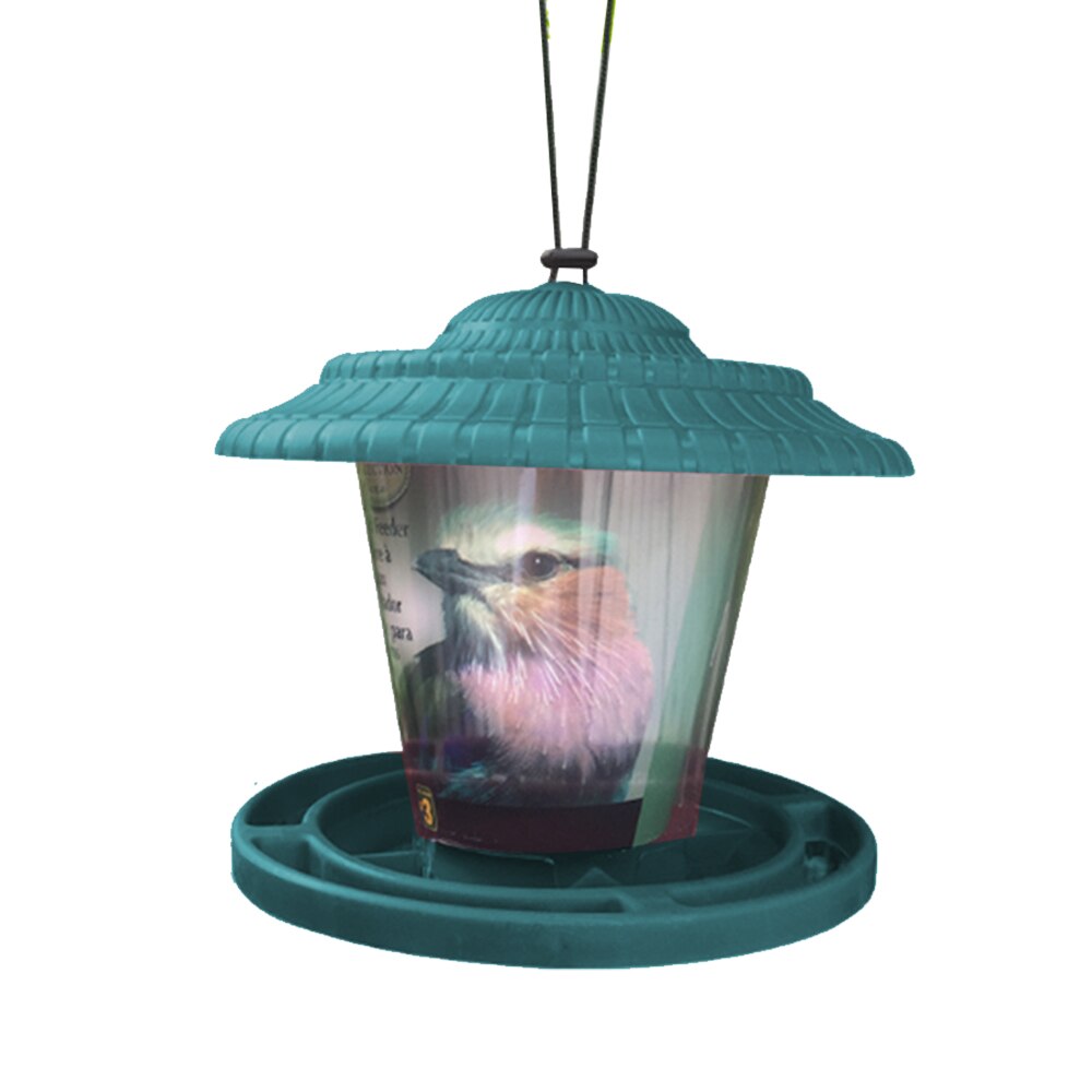 Plastic Hanging Bird Food Container Outdoor Waterproof Bird Feeder Pet Supplies Garden Decoration Pet Feeding Bowl: green B