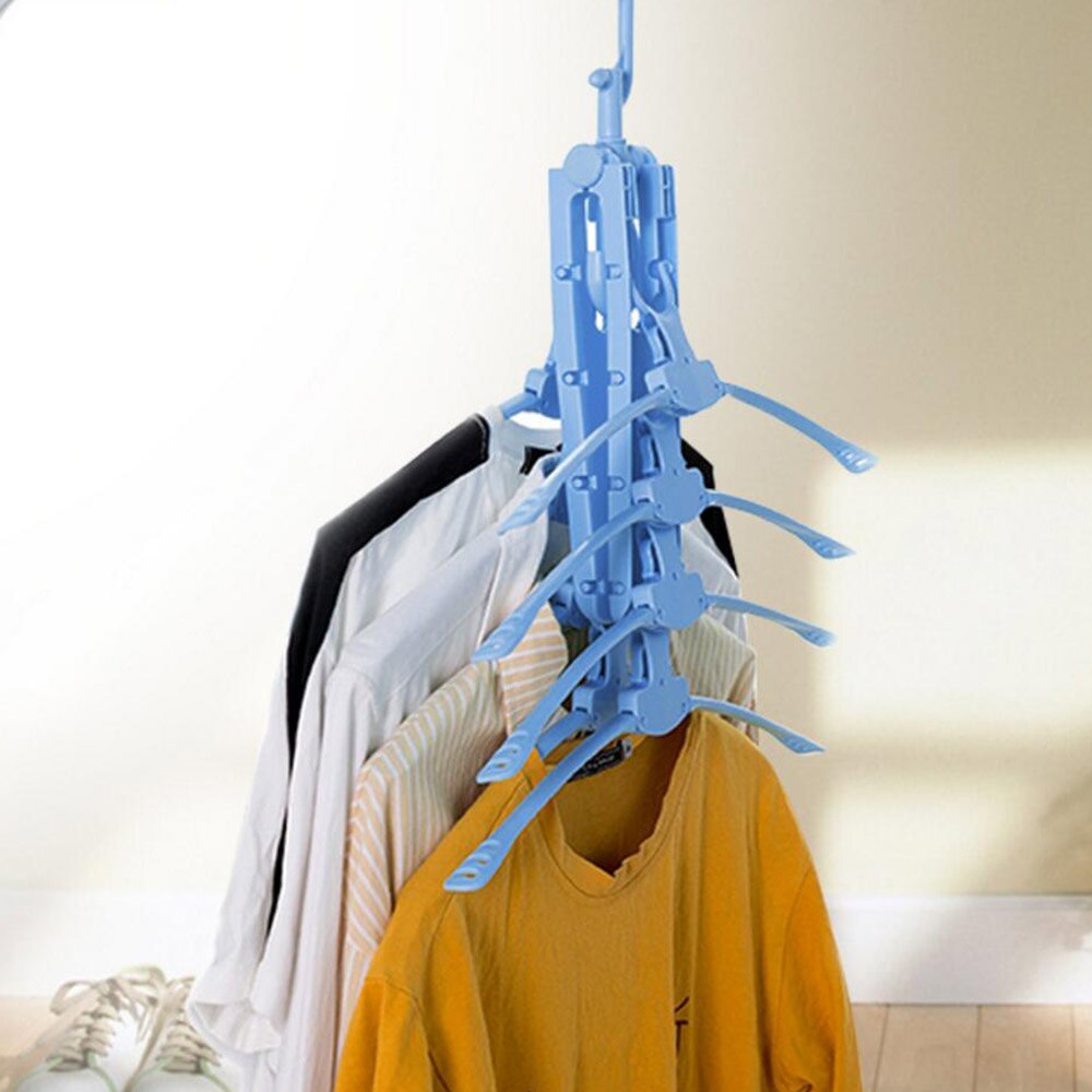 Cintre pliable en plastique multifonctionnel 8 en 1 garde-robe peu encombrante support enfants bébé: PJ6330BU