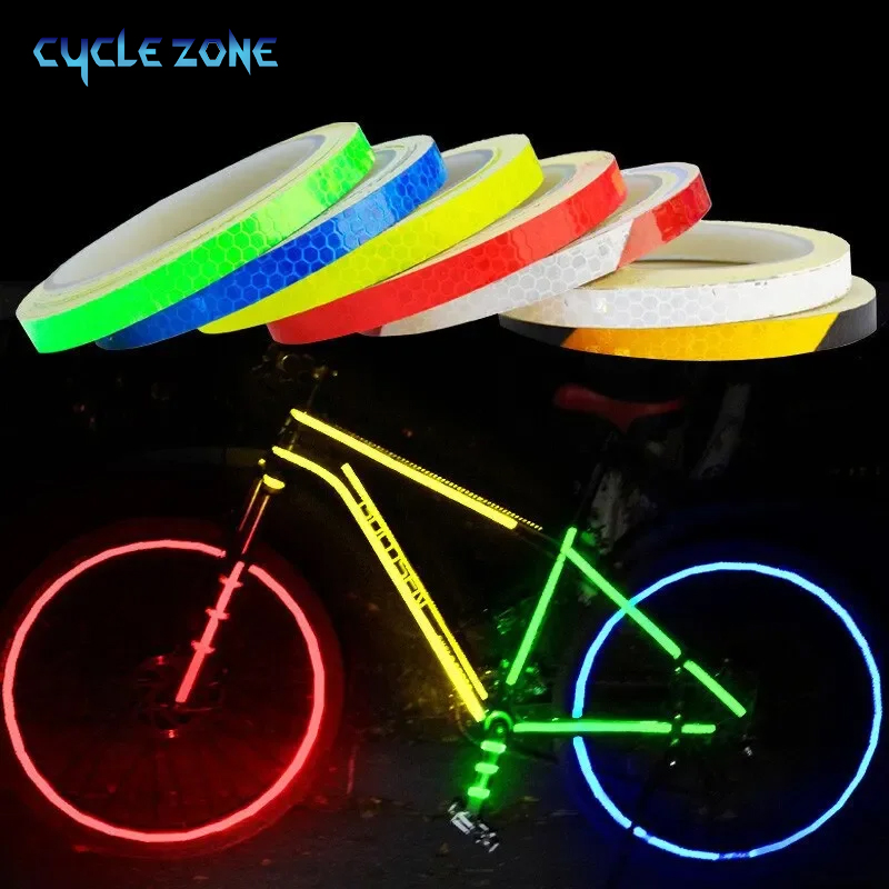 1 cm x 8m sykkelklistremerker reflekterende teip fluorescerende sikkerhetsadvarselsstriper terrengsykkeltape til sykkelhjelm motorsykkel sparkesykkel