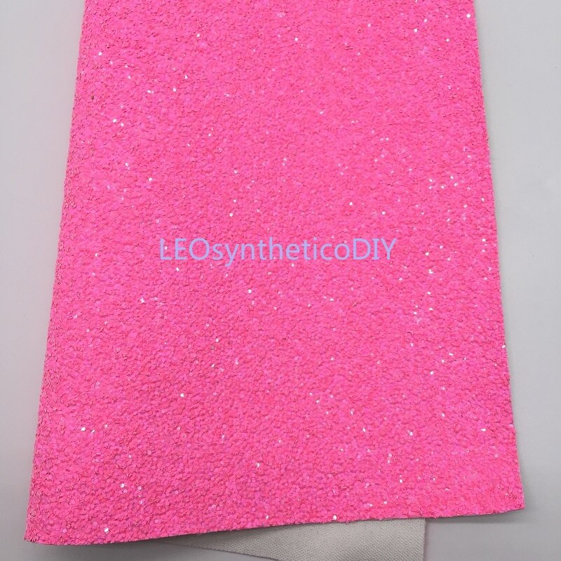 1 Pc 21X29CM Neon Chunky Glitter, Roze Glitter Lederen Lakens Voor Maken Bows Leosyntheticodiy T368B