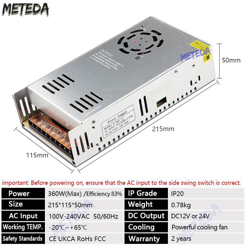 DC 12 V 24V zasilacz impulsowy 2A 3A 4A 5A 8A 10A 15A 20A 25A 30A 40A moc transformatora zasilacz 12 V V 220V robić 12 V AC-DC: czarny / 12 v