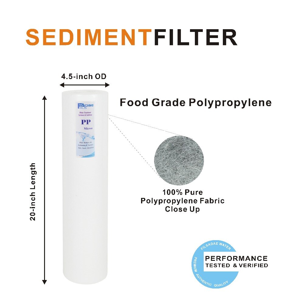 20-Inch Big Blue 20 Micron Whole House Sediment Water Filter 4.5" x 20" PP Melt Blown Cartridges - 1 PACK