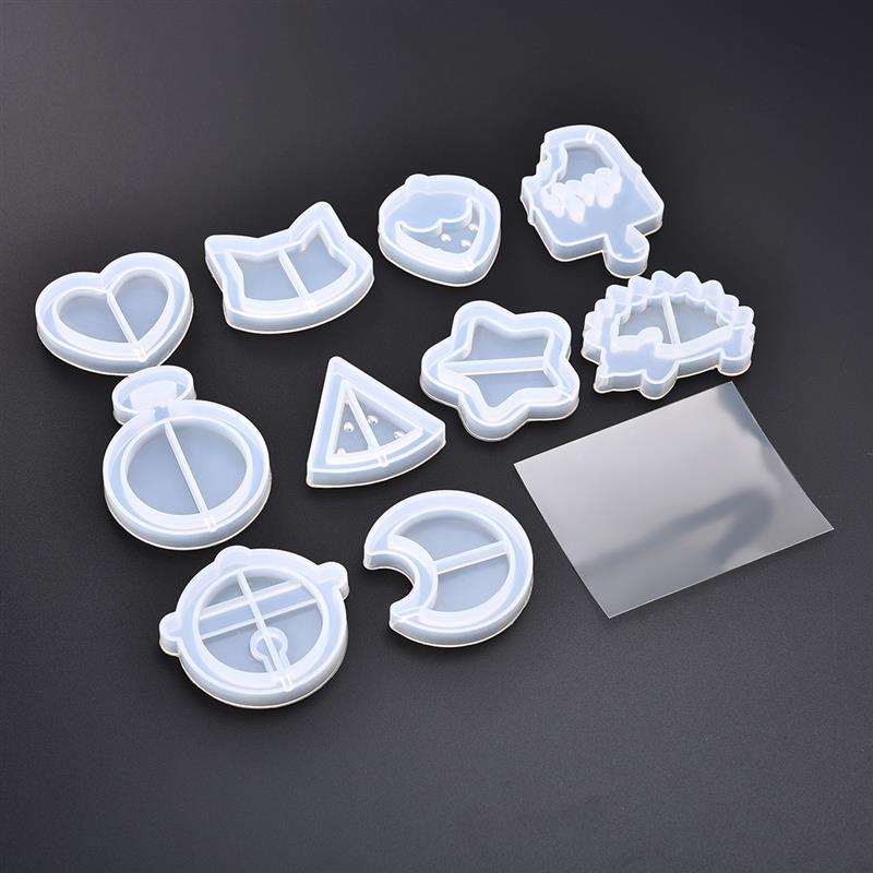 Silicone Resin Jewelry Making Molds Heart Star Moon Ice Cream UV Epoxy Resin Moulds Key Chain Pendant Craft Jewelry Tools: A style-1 set