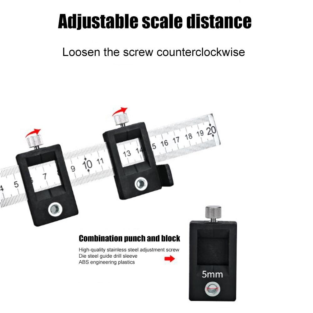 Verstelbare Punch Locator Kast Hardware Jig Boor Gids Hout Boren Template Tool Met Inch En Metrische Schaal Voor Lade #35