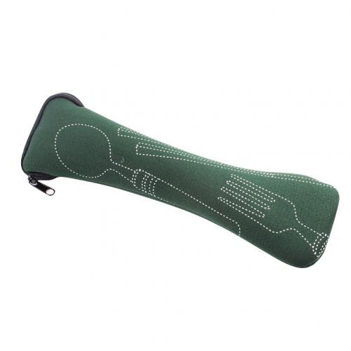 Draagbare Servies Rits Zak Outdoor Reizen Camping Recyclebaar Bestek Pouch: Blackish Green