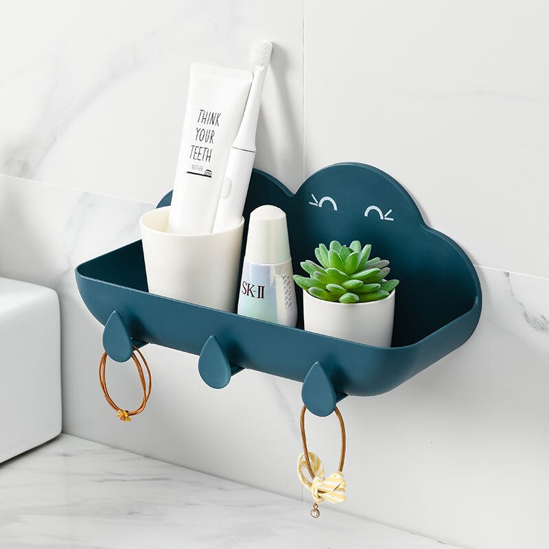 Estantería de baño creativa para colgar en la pared, sin perforaciones: Navy blue