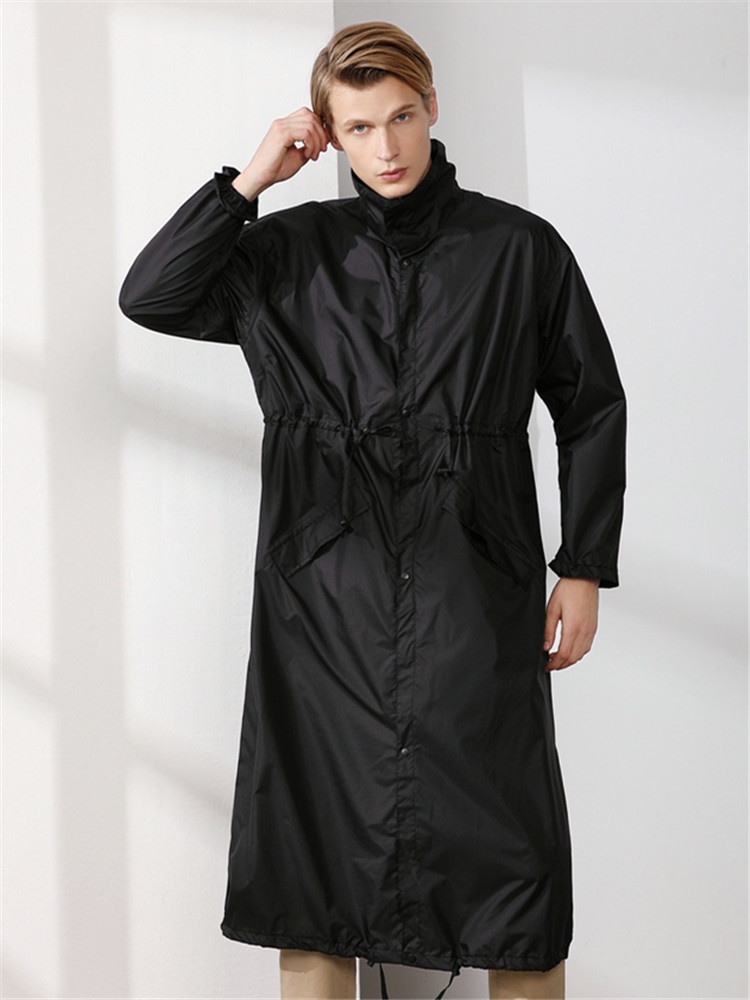 Long Raincoat Men Waterproof Windproof Outdoor Tour Rain Coat Poncho Jacket Cloak Hiking Chubasqueros Impermeables: Black / M
