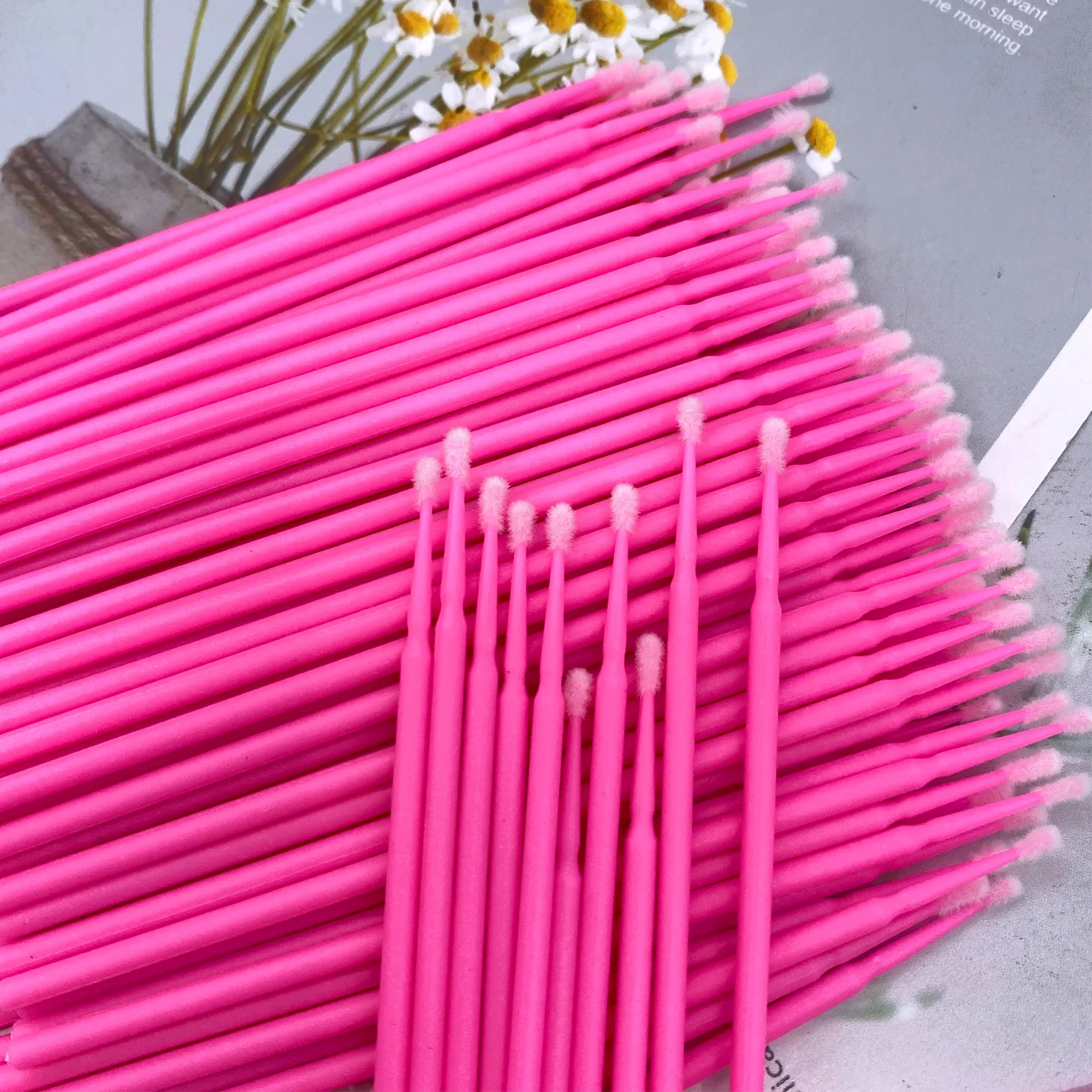 300/500 pièces Micro brosse jetable cils enlevant écouvillon Microbrosse Mascara baguettes applicateur Extension de cils pinceaux de maquillage outils: GRIS