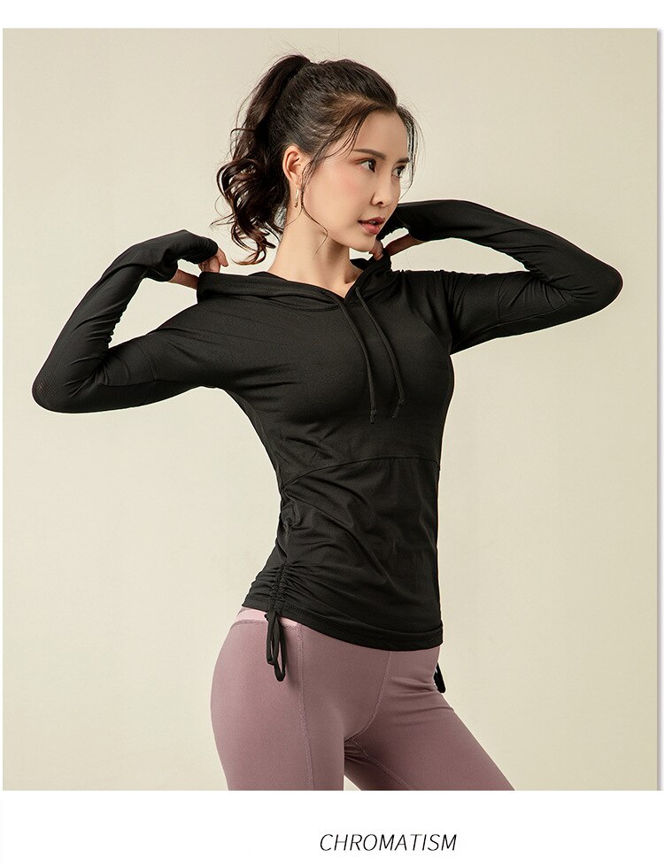 Sportkläder kör fitness kvinnor snabbtorkande toppar långärmad hoodie sportskjorta gym löpning träning yoga topp andas kappa
